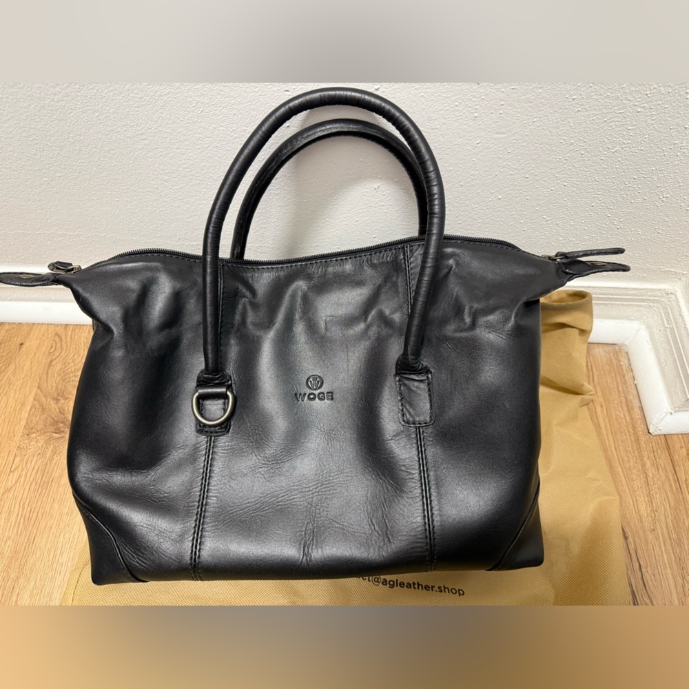 Black leather bag